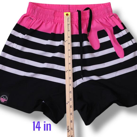 Kinda Fit Kinda Fat Pink Drip Striped Quick Dry Athletic Board Shorts‎ M - Picture 7 of 9